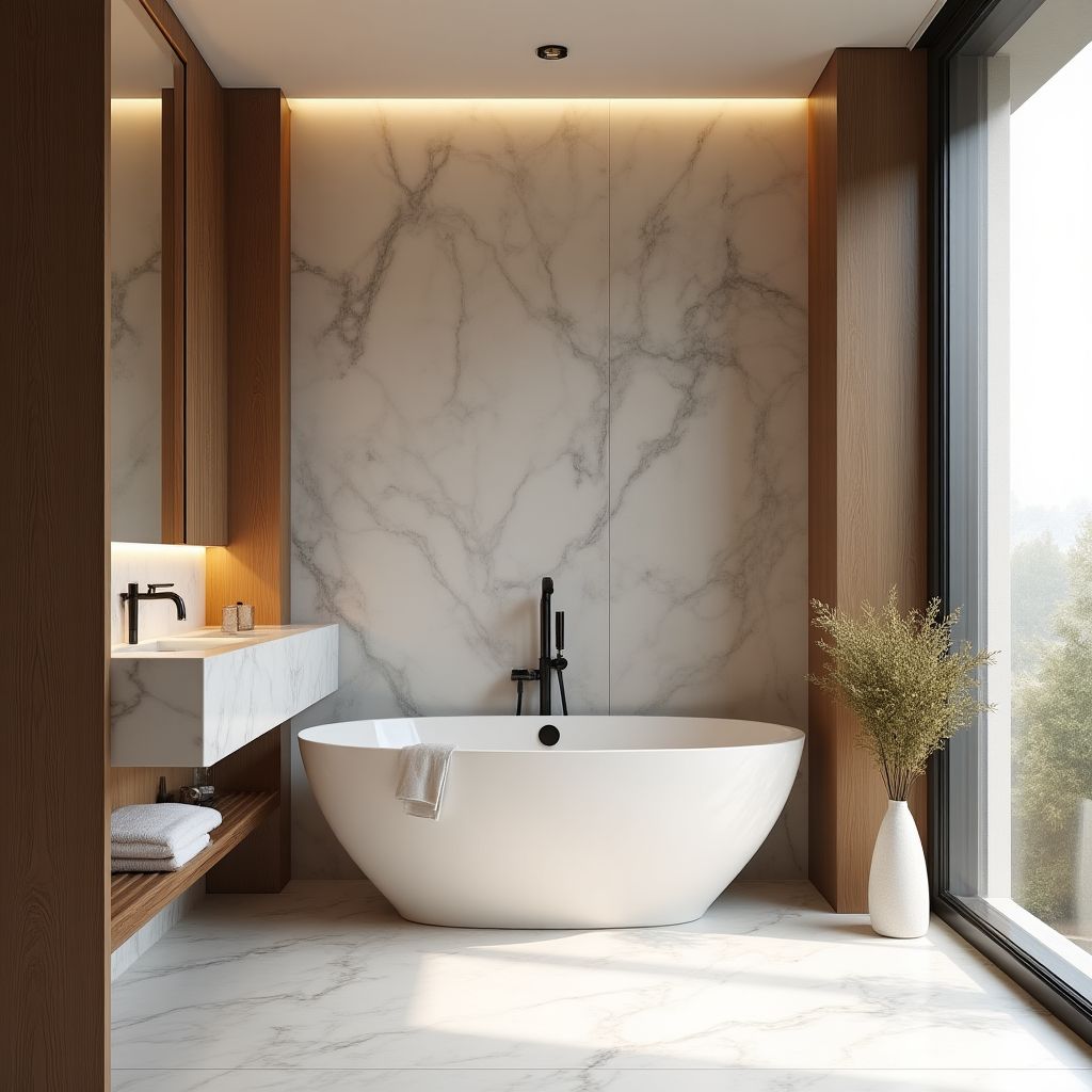 Ekskluzywna łazienka z elementami spa i naturalnymi materiałami